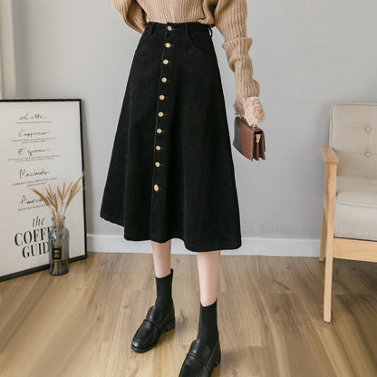 Corduroy Retro Fashion Midi Skirt