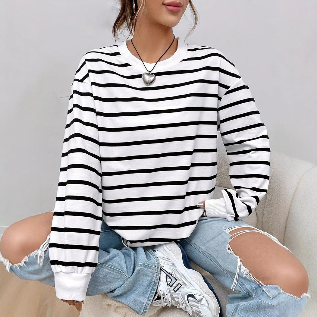 Women's Stripe Long-sleeved T-shirt