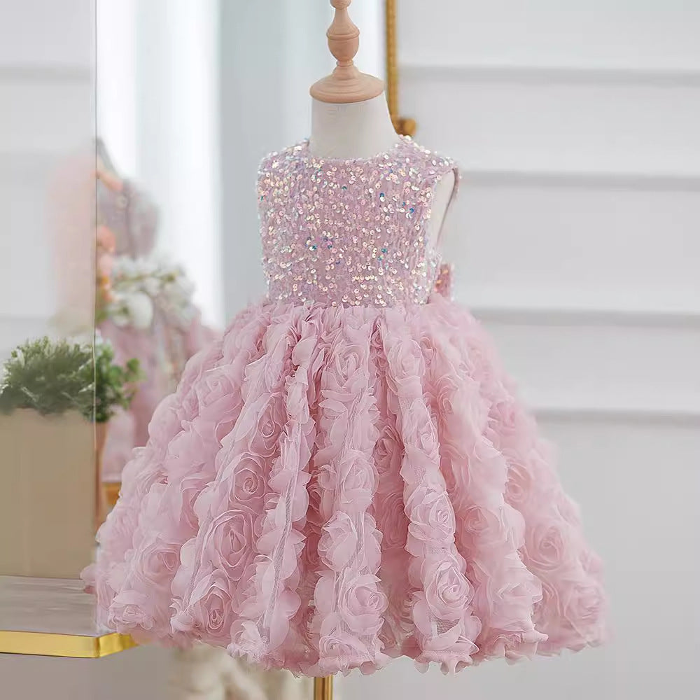 Girls' Sleeveless Sequined Pettiskirt