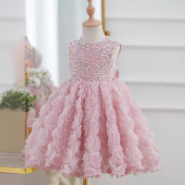 Girls' Sleeveless Sequined Pettiskirt