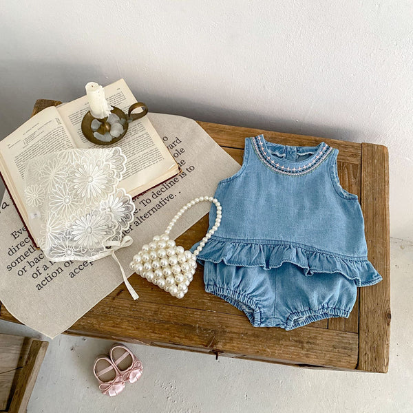 Baby Girl Baby Cotton Sweet Sleeveless Suit