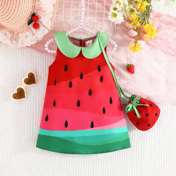 Girls Fashion Fruit Printed Dress
