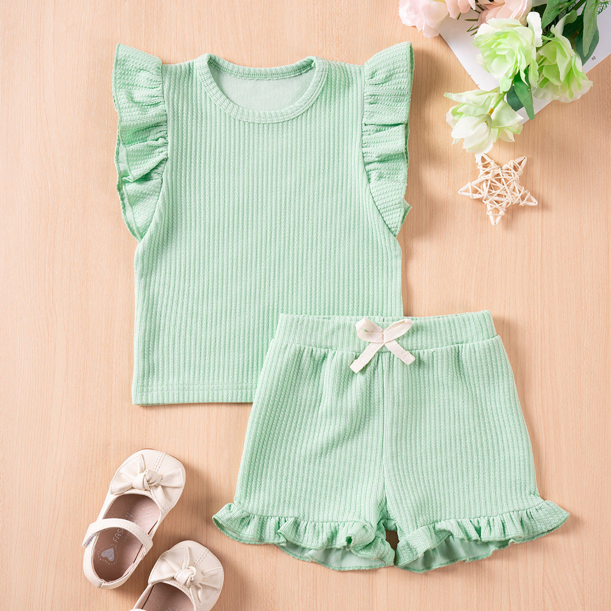 Girls' Flounced Sleeve Shorts