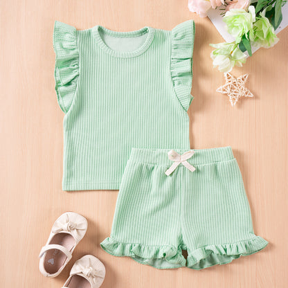 Girls' Flounced Sleeve Shorts
