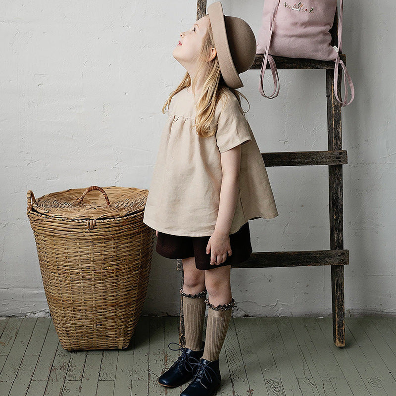 Cotton And Linen Short-sleeved T-shirt