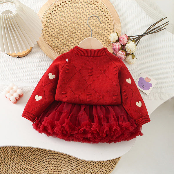 Chandail Fille Amour Brodé Tricoté Haut Chemise de Base
