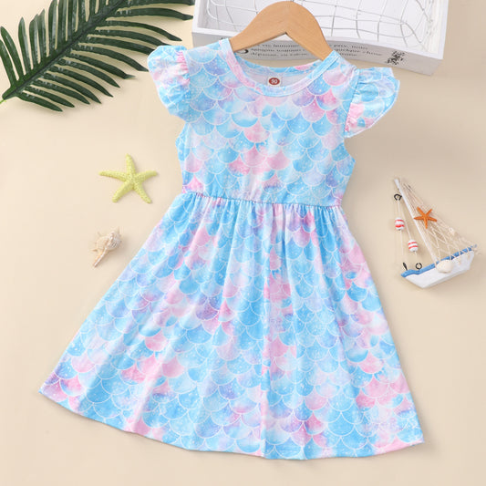 Children Flounced Sleeve Dress