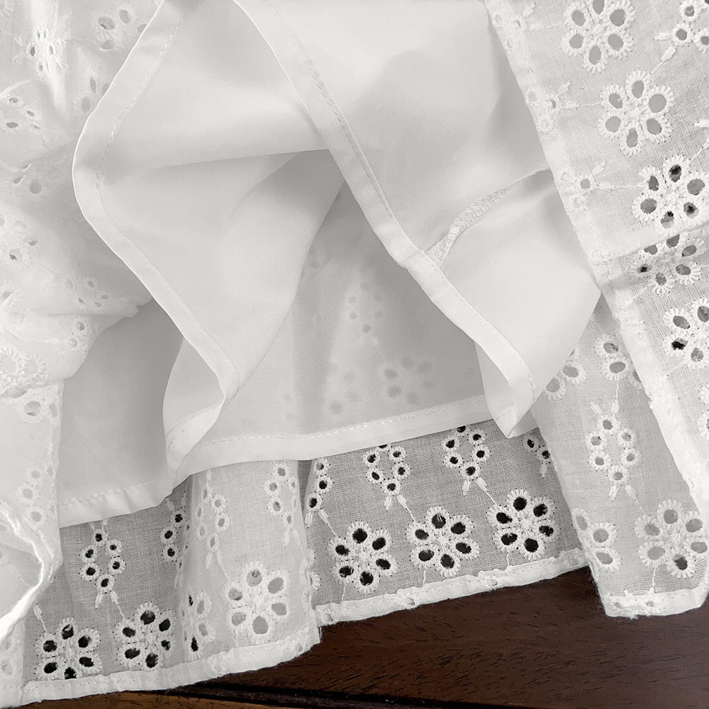 Girl's Strap Skirt Sleeveless Hollow Cotton