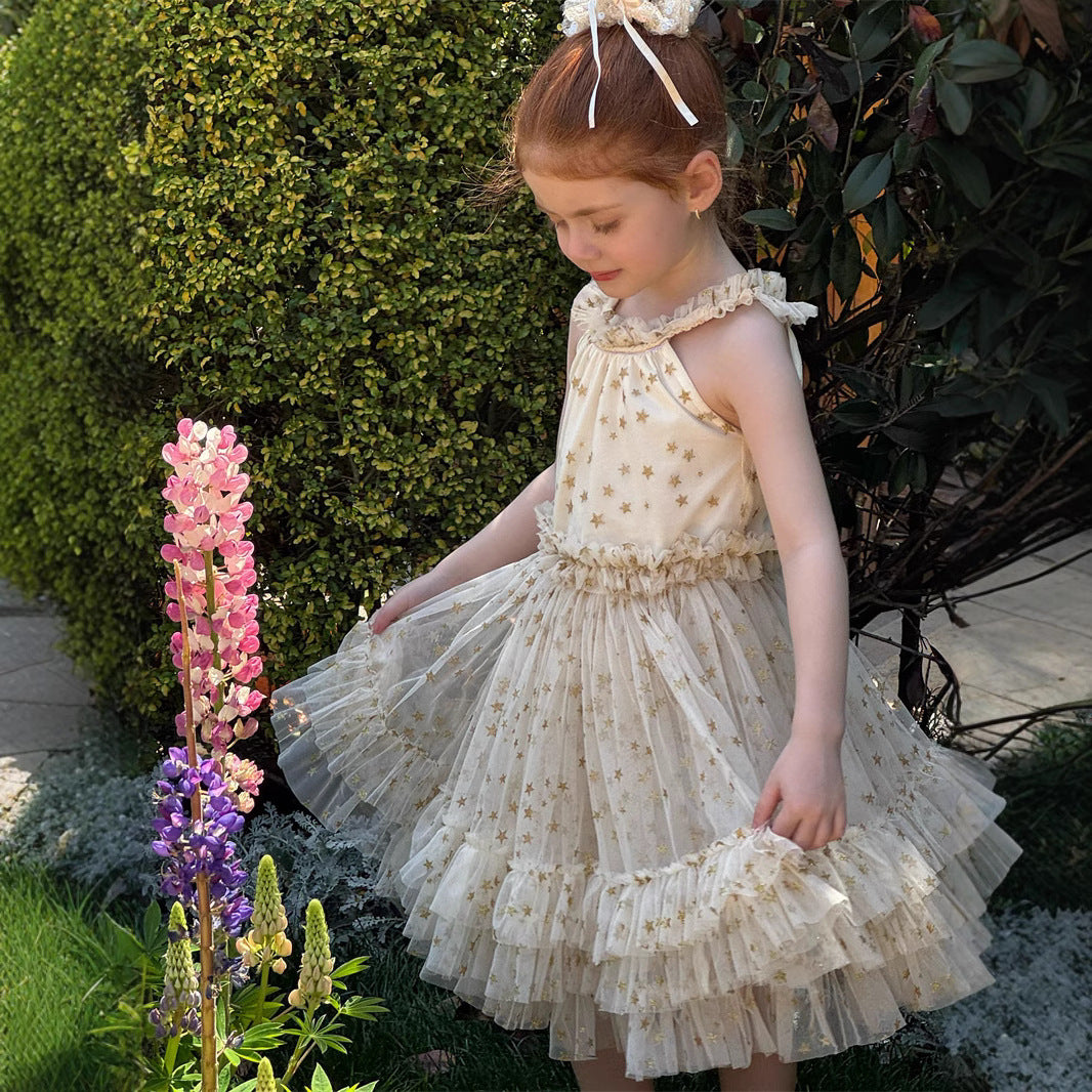 Summer Girls Sleeveless Halter Tulle Skirt