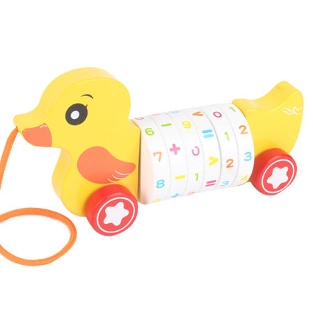 Wooden Children's Leash Snail Trailer Rainbow Building Blocks
