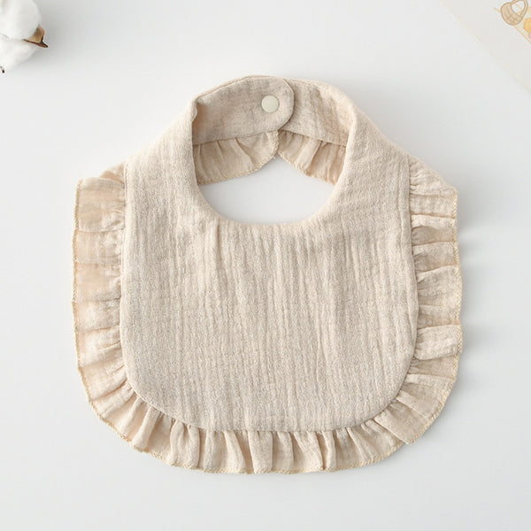 Ruffled Cotton Baby Bib - Printed Gauze Lace