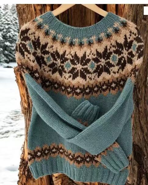Thick Needle Cloth 3D Digital Printed Round Neck Sweater