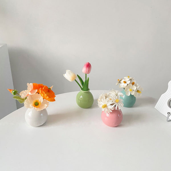 Wide-Mouth Ceramic Mini Vase