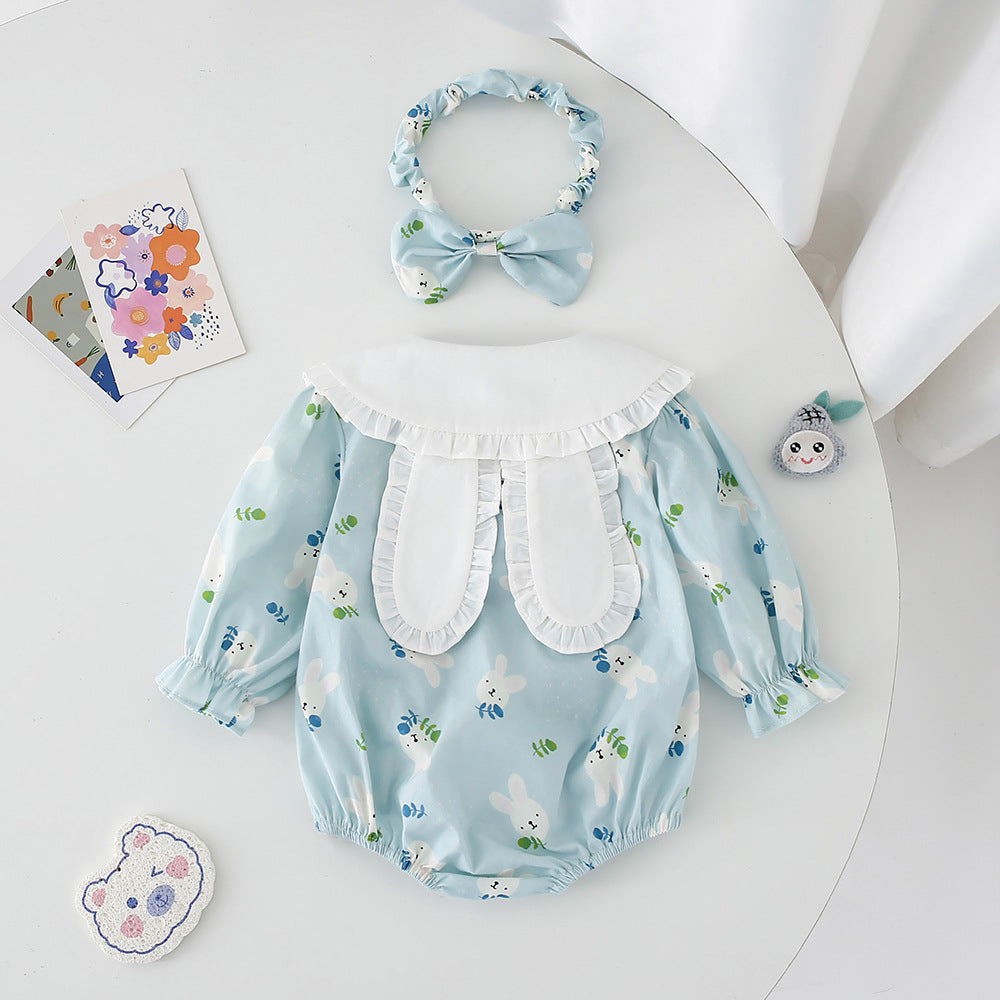 Blue With Long Sleeves Onesie Girls Dress