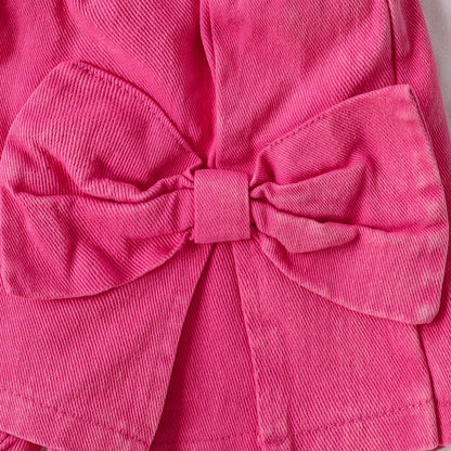 Children's Suit Bow Print Sling Pantskirt