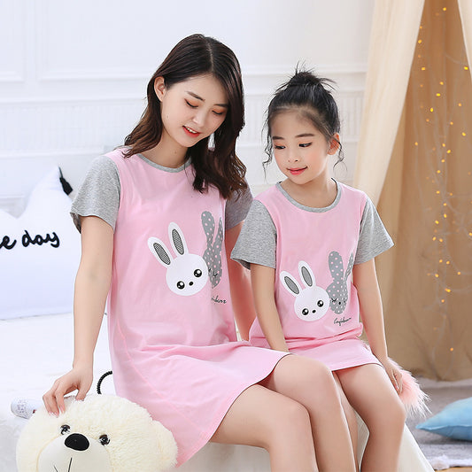 Children Purified Cotton Short Sleeve Nightdress