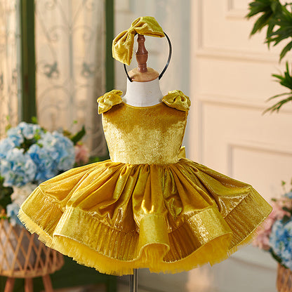 Children Golden Short Princess Dress