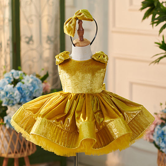 Children Golden Short Princess Dress