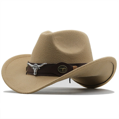 Fashion Woolen Western Denim Top Hat