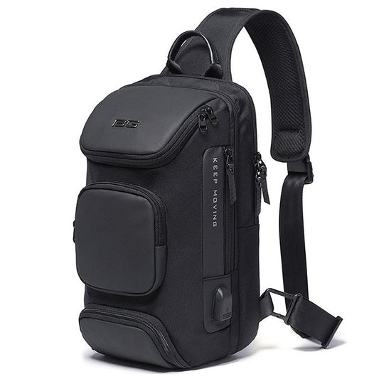 BANGE Sac de poitrine de voyage mode Sac à dos professionnel Sac à bandoulière simple (Noir)