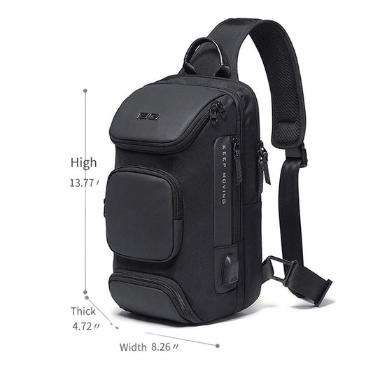 BANGE Sac de poitrine de voyage mode Sac à dos professionnel Sac à bandoulière simple (Noir)