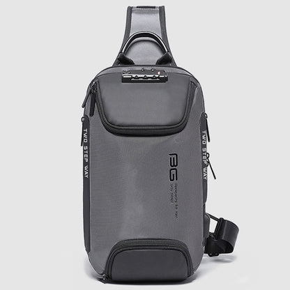 BANGE Men Security USB Chest Bag Portable Outdoor Shoulder Bag(Grey)