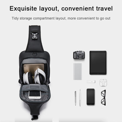BANGE Sac de Poitrine pour Homme, Sac à Bandoulière de Loisirs en Plein Air Imperméable (Noir)