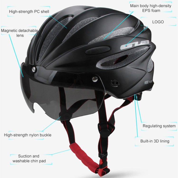 Casque de vélo GUB K80 Plus avec visière et lunettes (violet dégradé)