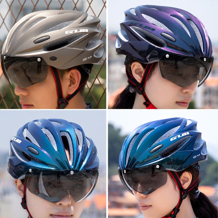 Casque de vélo GUB K80 Plus avec visière et lunettes (violet dégradé)
