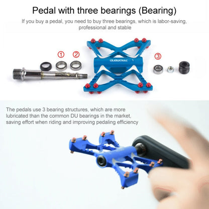 PROMEND PD-M56 1 Pair Mountain Bicycle Aluminum Alloy 3-Bearings Pedals (Gold)