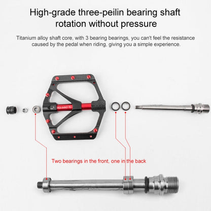PROMEND PD-M82-TI 1 Pair Mountain Bicycle Titanium Alloy Shaft 3-Bearings Wide Pedals (Silver)
