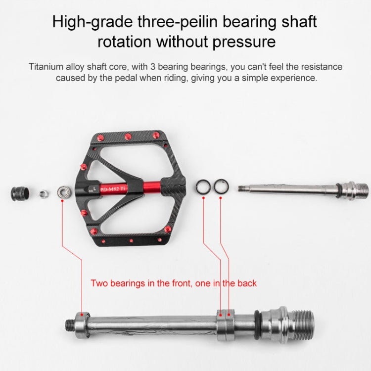 PROMEND PD-M82-TI 1 Pair Mountain Bicycle Titanium Alloy Shaft 3-Bearings Wide Pedals (Black)