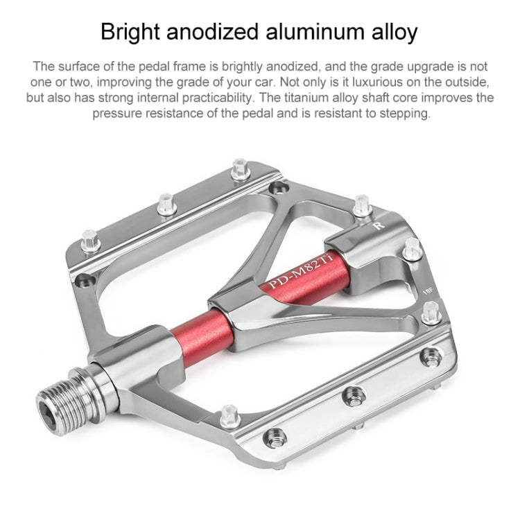 PROMEND PD-M82-TI 1 Pair Mountain Bicycle Titanium Alloy Shaft 3-Bearings Wide Pedals (Black)