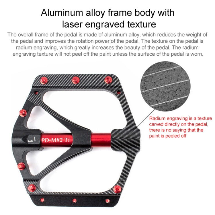 PROMEND PD-M82-TI 1 Pair Mountain Bicycle Titanium Alloy Shaft 3-Bearings Wide Pedals (Black)