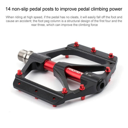 PROMEND PD-M82-TI 1 Pair Mountain Bicycle Titanium Alloy Shaft 3-Bearings Wide Pedals (Black)