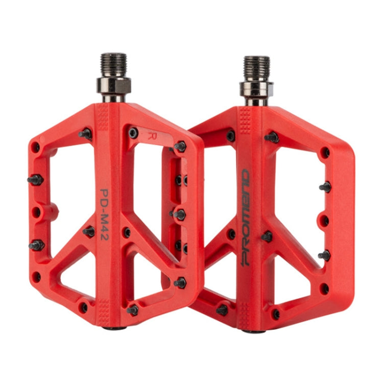 Pédales de VTT PROMEND PD-M42 en nylon avec roulements à haute vitesse (1 paire, rouges)