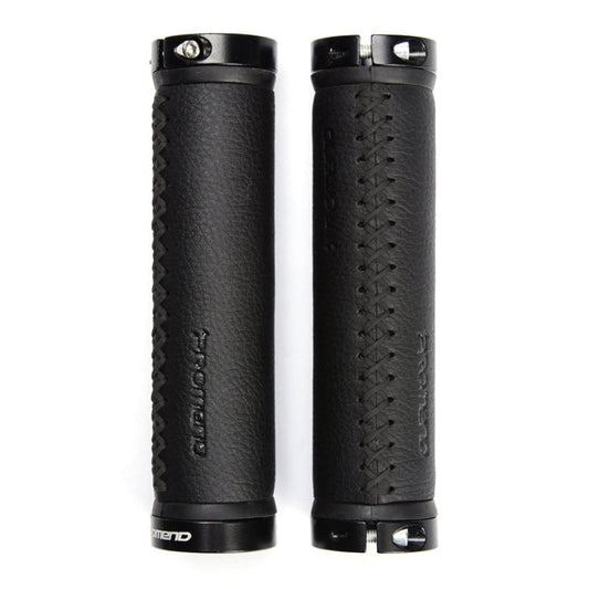 PROMEND GR-501 1 paire de housses de poignées de vélo de montagne en cuir microfibre (noir noir)