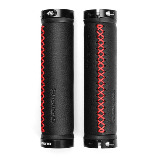 PROMEND GR-501 1 paire de housses de poignées de VTT en cuir microfibre (noir et rouge)