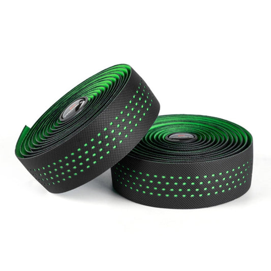 PROMEND GR-082 Une paire de rubans de guidon de vélo antidérapants bicolores (noir+vert)