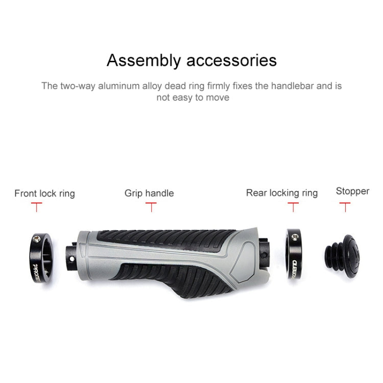 PROMEND GR-504 1 Pair TPR Ergonomic Ball Bicycle Grip Cover (Black Grey)