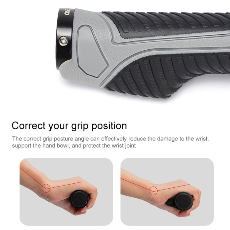 PROMEND GR-504 1 Pair TPR Ergonomic Ball Bicycle Grip Cover (Black Grey)