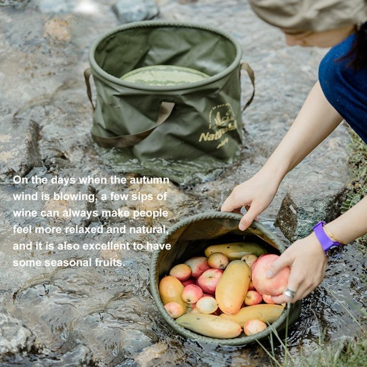 Naturehike NH20SJ040 10L PVC Outdoor Camping Foldable Water Storage Bucket (Army Green)