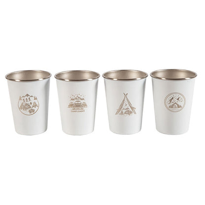 AOTU AT6657-2 4pcs Outdoor Camping Folding Stainless Steel Water Cup Set (White)