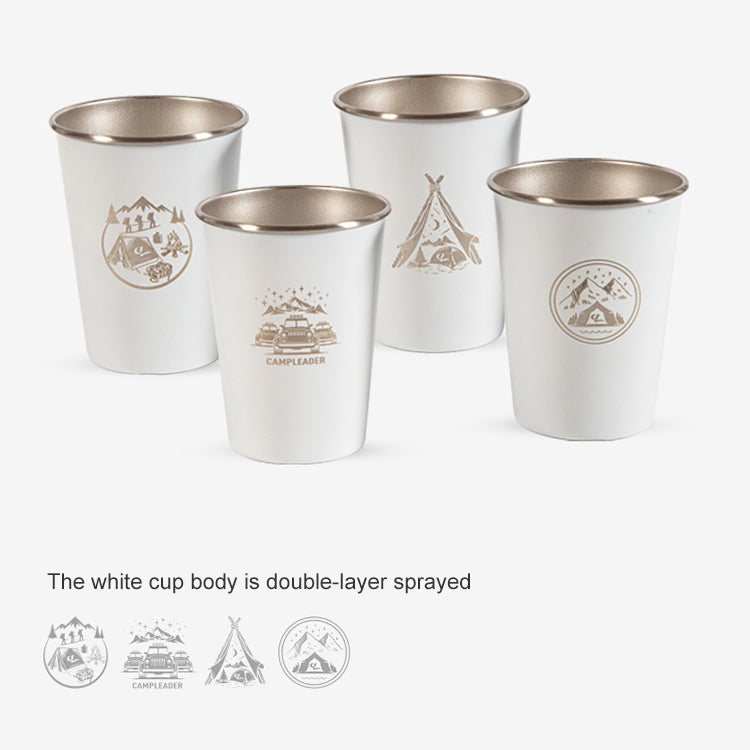AOTU AT6657-2 4pcs Outdoor Camping Folding Stainless Steel Water Cup Set (White)