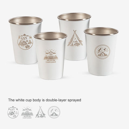 AOTU AT6657-2 4pcs Outdoor Camping Folding Stainless Steel Water Cup Set (White)