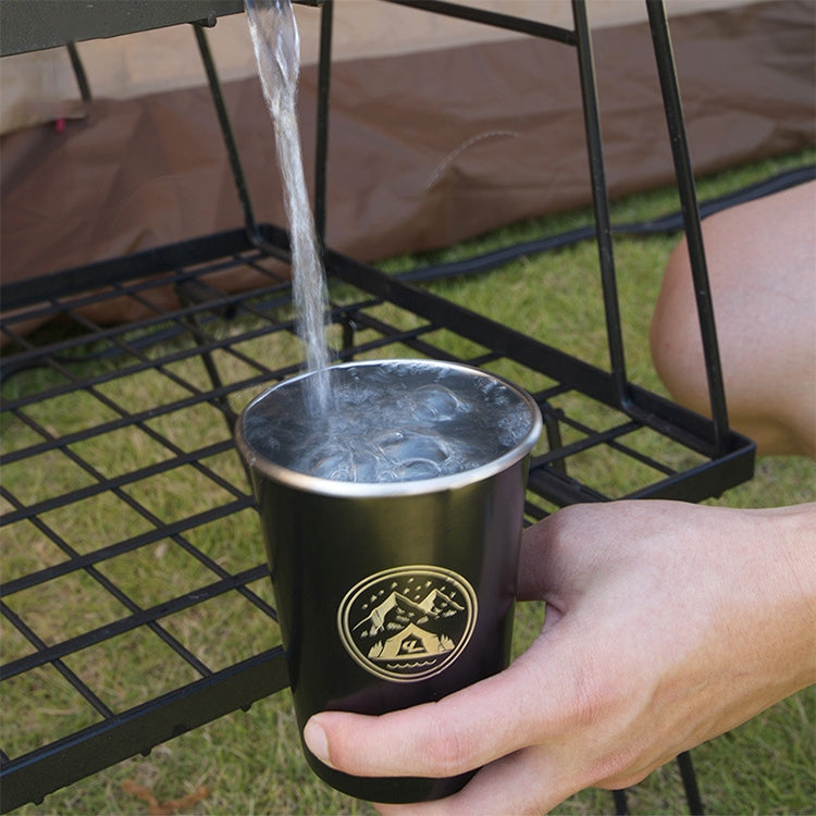 AOTU AT6657-2 4pcs Outdoor Camping Folding Stainless Steel Water Cup Set (Black)