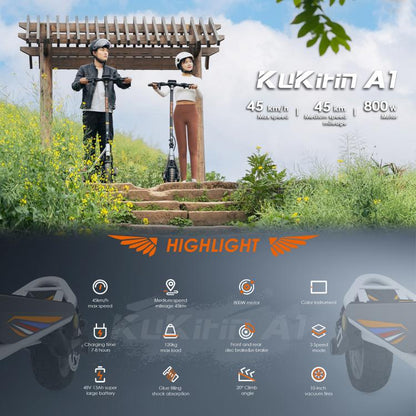 [EU Warehouse] Kukirin A1 800W Three-speed Folding Electric Offroad Scooter with 10 inch Vacuum Tires, EU Plug