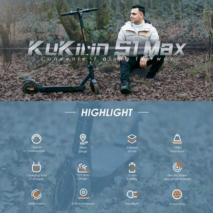 [Entrepôt UE] Trottinette électrique pliable tout-terrain Kukirin S1 Max 350W trois vitesses avec pneus en nid d'abeille de 8 pouces