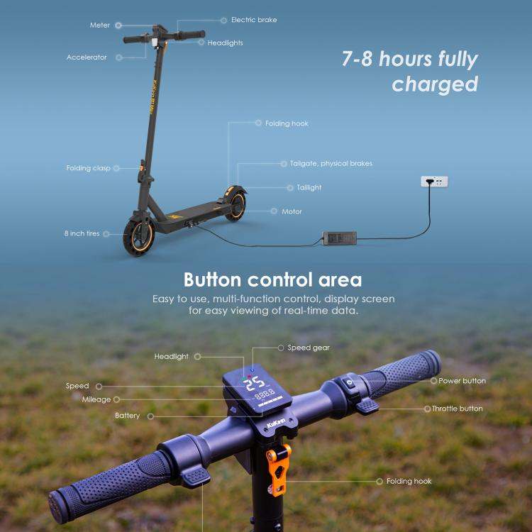 [Entrepôt UE] Trottinette électrique pliable tout-terrain Kukirin S1 Max 350W trois vitesses avec pneus en nid d'abeille de 8 pouces