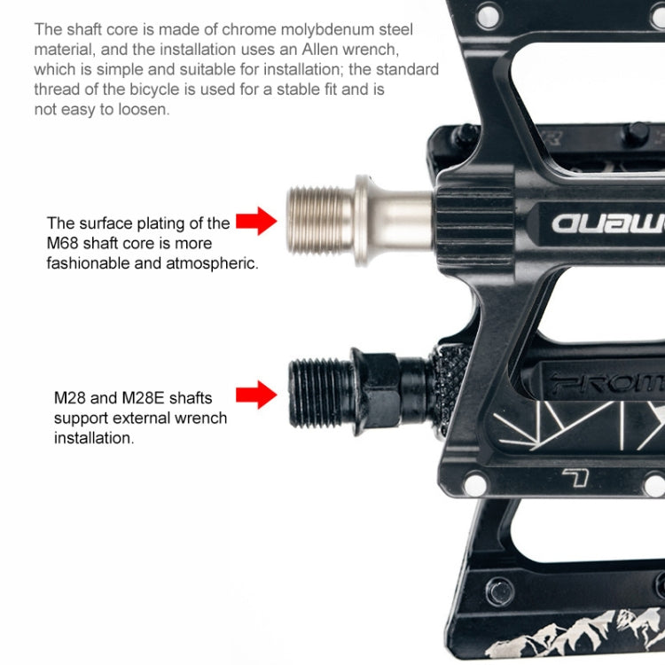 PROMEND PD-M28E 1 Pair Bicycle Aluminum Alloy DU Bearings Pedals with LED